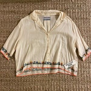 NWT Kimchi Blue x Urban Outfitters Embroidered Floral Blouse Small